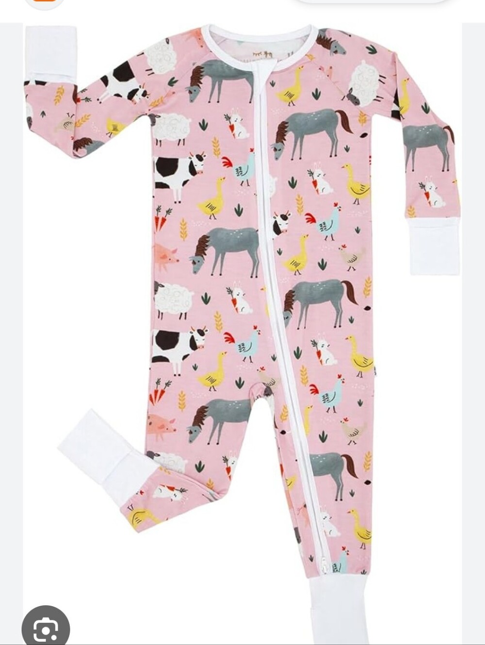 Little Sleepies Pink Farm Animal Zip Baby Sleeper Sise 0-3 Months